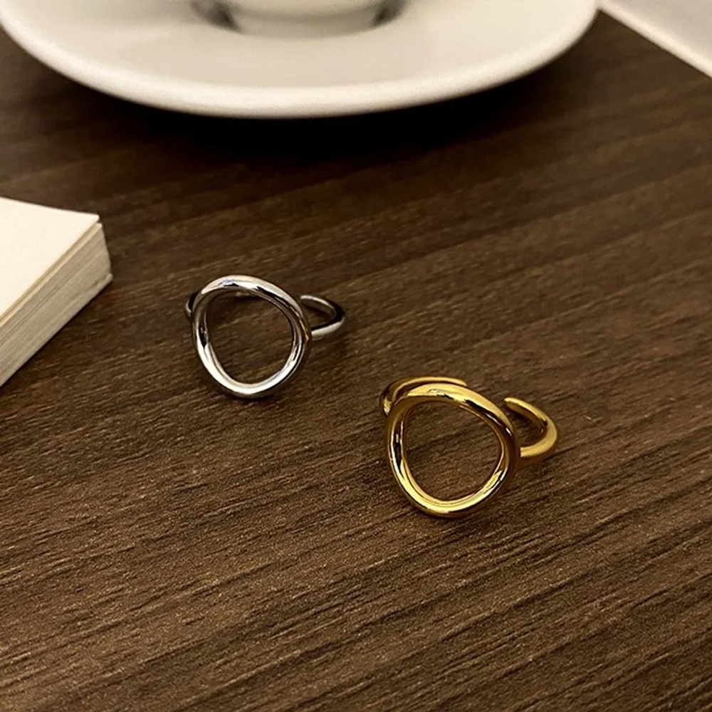 NEW Women's Solid Circle Ring Adjustable‎ Gold Plated S925